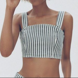Zara Striped Denim Crop Top